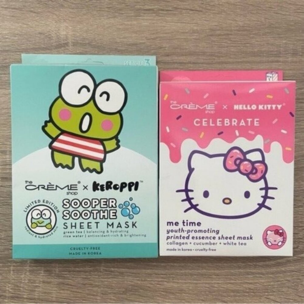 The Crème Shop x Keroppi x Hello Kitty Sheet Mask Bundle NEW